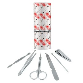 Watercolor Flamingos Stainless Steel Manicure Pedicure Grooming Beauty Care Travel Kit