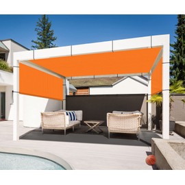 Goleray 12'x12' Pergola Canopy Replacement Shade Cover Outdoor Sun Shade Cloth with Grommets Weighted Rods, Patio Awning for Porch Backyard Gazebo Garden, Orange