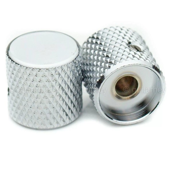 MIJ NEW (2) Chrome Brass Flat Barrel Knobs w/ Set