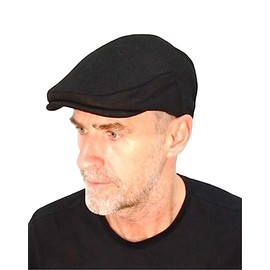 London Design Men's Flat Cap Black Wool Size 58-59cm