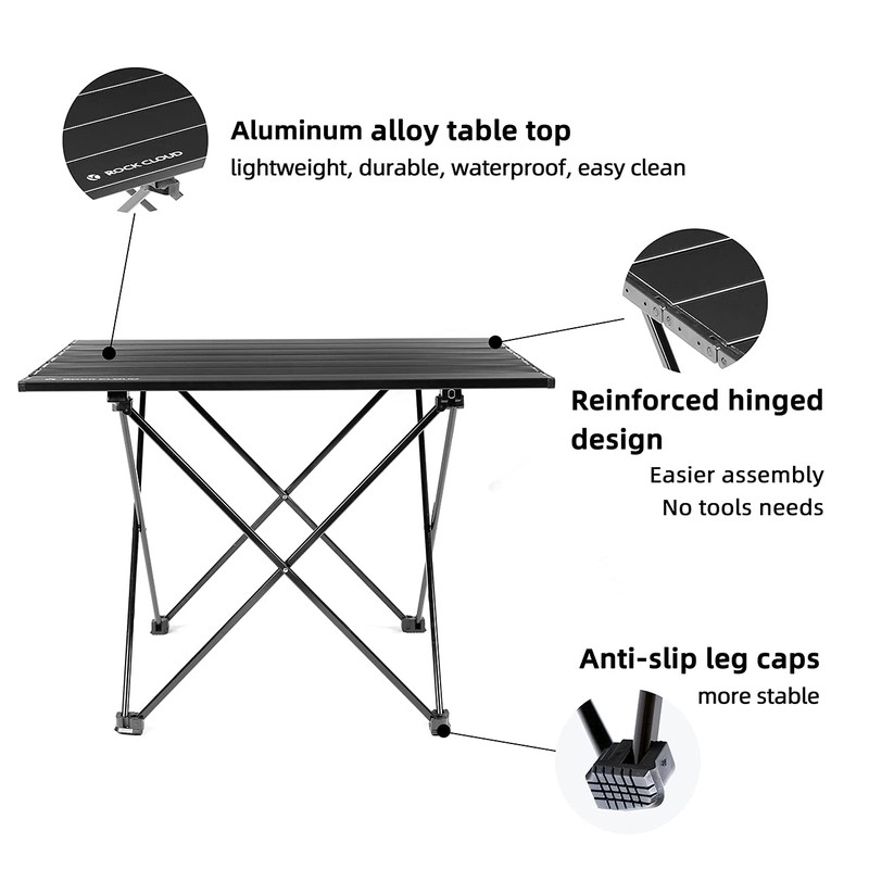 ROCK CLOUD Portable Camping Table Ultralight Aluminum Camp Table with