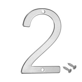 M METERXITY 1-Pack House Number, 3 Inch 304 Stainless Steel Mailbox Number Door Number Signage for Garden/Hotel/Mailbox/Address/Sign, House Number for Outside [Number 2, Silver]