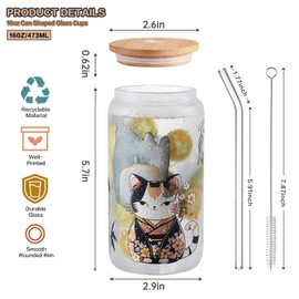 mivishhy Cat Mom Gifts for Women,Cute Cat Lovers Glass Cups with Lids and Straws for Mothers Day,Best Cat Mom Ever Frosted Can for Friends,Daughter, 16oz Drinking Iced Coffee Tumbler