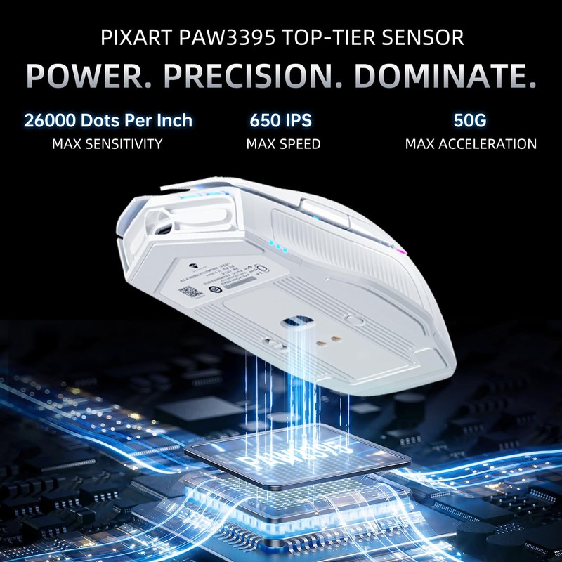 Machenike 8KHz Wireless Gaming Mouse with RGB Charging Dock,26,000 DPI,PAW3395