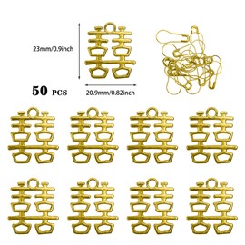 DETHUA 50 Pieces Golden Chinese Traditional Wedding Decorations Double Happiness, Wedding Decorations for New House Layout, Festive DIY Supplies, Metal Alloy Happy Pendant Xi