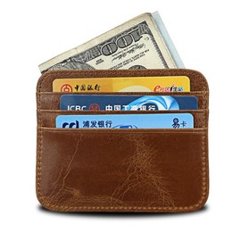 AprinCtempsD Credit Card Holder Men's RFID Protection Credit Card Case Small Genuine Leather Coin Purse Mini Wallet Slim Vintage Retro, brown, Dies:
