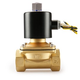 Baomain Pneumatic 1-1/2 Inch 2 Way Brass Electric Normally Open Solenoid Valve Water, Air 2W-400-40K (DC 12V)