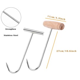 FiboPawer 2 Pack Horse Hay Hooks - Sturdy 9.45" Steel Hook Hay Bales, Includes S Hooks for Hanging, Stainless Steel Handle for Comfortable Grip