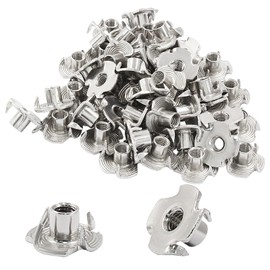 Litoexpe 50 Pcs M5 x 8mm T-Nuts, Stainless Steel Four Pronged Tee Nut for Wood, Rock Climbing Holds, Furniture