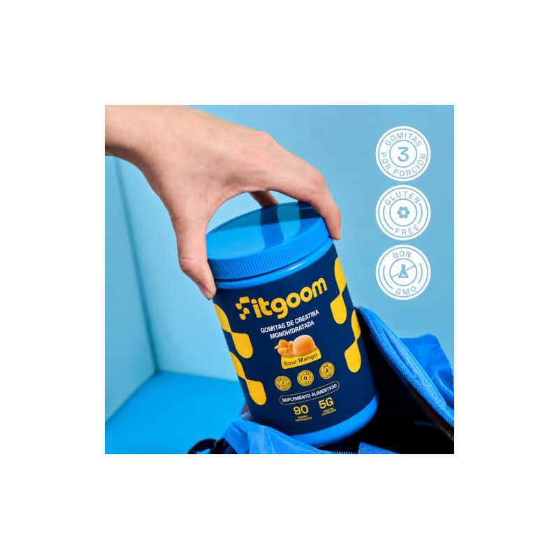 Fitgoom Gomitas Creatina Monohidratada Porciones Azúcar Gluten Soporte Cognitivo Físico