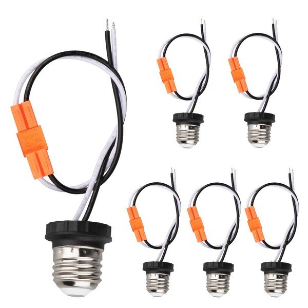 E26 Socket Adapter, 6 Pack Light Bulb Socket Pigtail, Screw