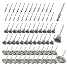 75PC Wire Brushes for Drill Set Steel Wire Wheels Pen Brush Bowl-shape Brushes for Rotary Tools Rust Paint Removal Grinding Sanding Polishing 1/8" handle