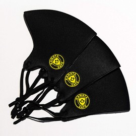 KanataSafe Washable 3-Layer Face Mask Reusable Face Mask with Adjustable Elastic Strap - Black Color with Yellow Logo - 3 pcs (KS-10687784BLKYL)