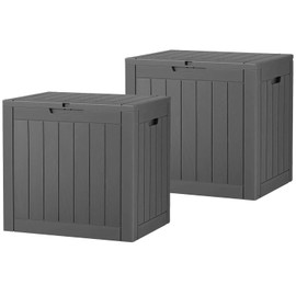 KAMABOKO 32 Gallon Outdoor Storage Box 2 Pack All-Weather Deck Box for Patio Furniture, Package Deliveries, Garden Tools, Pool Supplies & Cushions, Black