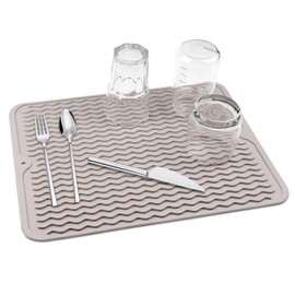 Dish Drying Mat 40 x 30 cm, Dish Drying Mat Sink, Dish Drying Mat, Heat Resistant Non-Slip Sink Mat, Dish Drying Mat (Taupe Brown)