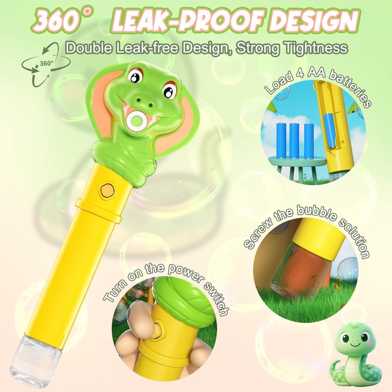 Beria Snake Bubble Wand Toys for Kids 3-10 Year Old: