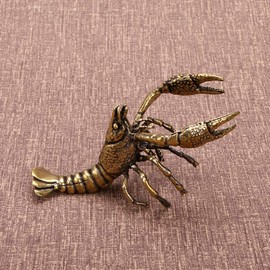 Kisangel Brass Lobster Figurine Feng Shui Statue Wealth Good Luck Sculpture Archaize Artware Chinese Tea Pet Nautical Beach Decor for Home