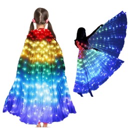 blinkee Remote Controlled Rainbow LED Wings Cape – Light-Up Festival Costume with Multicolor Glow for Dance Performances, Cosplay, and Raves – Adult Neon Cape with Expandable Poles