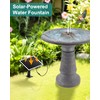 Rock Solar Fountain for Bird Bath, Dry-Run Protect,10 Nozzles(Grey)