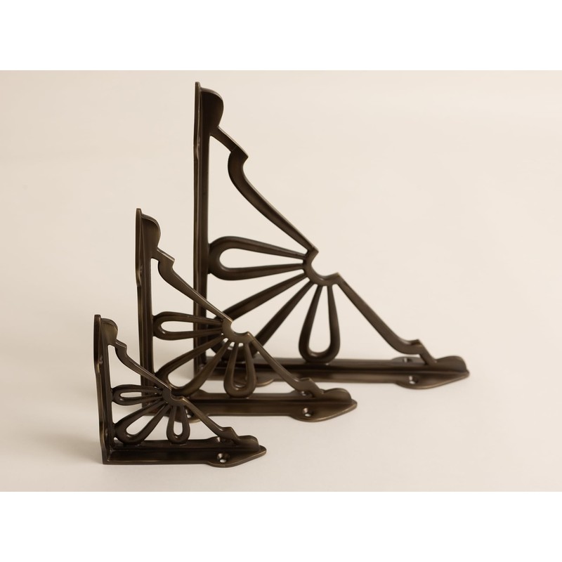Antique Brass Flower Shelf Brackets | Heavy Duty Brackets for