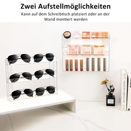 JessLab Acrylic Wall Organiser, 3 Tiers, Removable Cosmetic Storage Shelves, Space-Saving, Transparent Design for Bathroom and Bedroom, Pack of 2, transparent