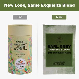 Ceylon Earl Grey Jasmine Black Tea - 30 Pyramid Bags | Fragrant Tales Exquisite Blend of Bold Premium Ceylon Tea with Jasmine Flavor, 60g