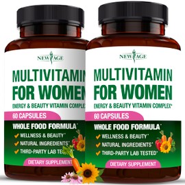 NEW AGE Multivitamin for Women - B-Complex, Whole Foods, Hair Support, Iron - All in1 Womens Multivitamin - Bioavailable & Gentle on Stomach - Made in USA - 120 Count