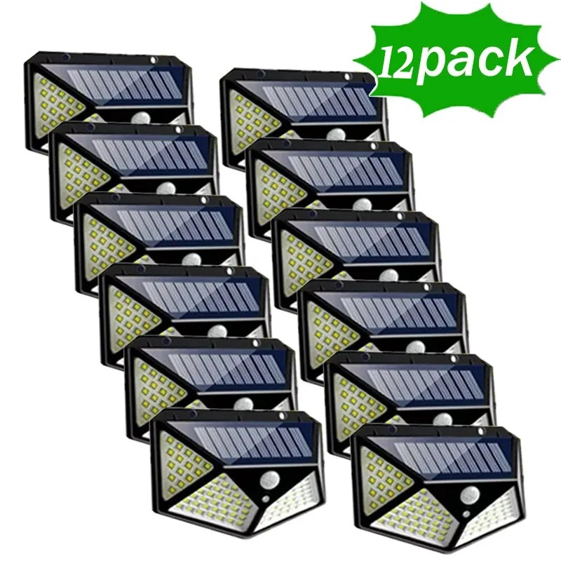 12-Pack Solar Motion Sensor Lights for Outdoor Security – 100-LED