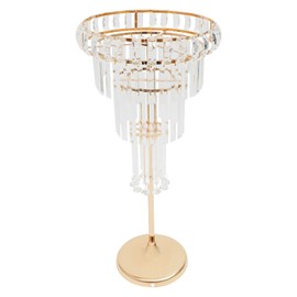 KOLHGNSE 4 Tier Wedding Flower Stand, Geometric Gold Centerpiece Table Decor with Crystal Accents Non-Lighted Floor Standing Display Events Parties Home