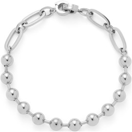 JEWELS BY LEONARDO Dotty Bracelet • Bracelet Chain Made of Silver-Coloured Stainless Steel • Strong Balls with Stylish Bars • 19 cm Length • Jewellery Gift for Women • 024924, One size, Stainless