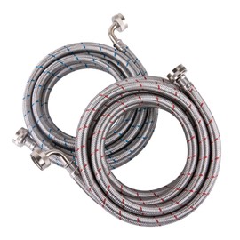 Hausen 144-Inch Stainless steel Washing machine connector 12 Feet - Elbow, Washing Machine Supply Line, 4-Pack