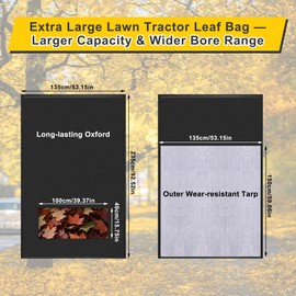 2025 Upgrated Large Lawn Tractor Leaf Bag Stitched with Tarp,Double-stitched at All Seams Resist Ripping,92.5''x53.2'' Leaf Collector for Riding Lawn Mower,Heavy Duty Leaf Grass Collection Bagger