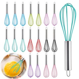 18 Pcs 8 Inch Whisks Bulk for Cooking, Silicone Whisks Non Scratch Stainless Steel Hand Whisk Large Coated Metal Heat Resistant Egg Beaters for Cooking