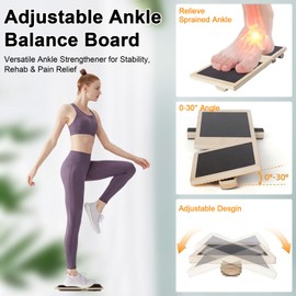 Ankle Strengthener, Wobble Balance Board, Wooden Ankle Trainer, Foot Strengthener Trainer for Sprained Ankle, Stability Exercises, Physiotherapy, Plantar Fasciitis, Posture Correction