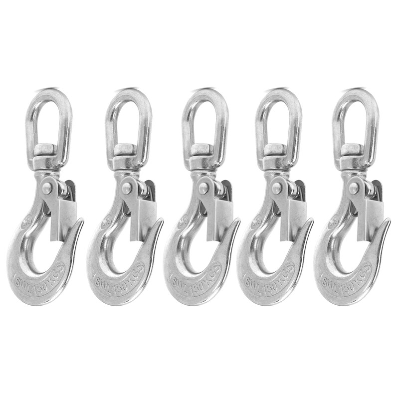 5pcs Stainless Steel Eye Slip Hook with Safety Latch Lifting