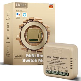 MOES WiFi Smart Relay, Work with Google Assistant & Alexa, Mini Smart Light Switch Module as Home Assistant, No Hub Required, Timer Relay 2 Gang 10A 1PC, Smart Life/Tuya