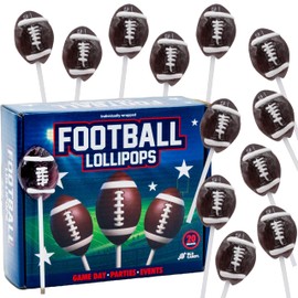 Football Lollipops Candy 20 Pack, Artificial Dye Free, Game Day Party Favors, Tailgate Snacks, Sports Party Supplies, Strawberry Flavor