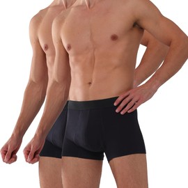 KARSWATT Washable Urinary Incontinence Underwear for Men Front Absorbent Leak Proof Boxer Briefs for Bladder Control 2 Pack (Small, Black)