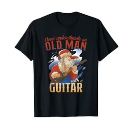 Never Underestimate an Old Man with a Guitar - Santa Claus T-Shirt, black