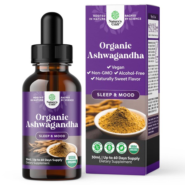 Natures Craft USDA Organic Ashwagandha Liquid Drops - Ashwagandha Root