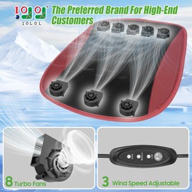 10L0L Universal Cooling Golf Cart Seat Cover Ventilated Seat Cushion with Fan Summer Breathable 3 Wind Adjustable Cooled Seat Pad Black Red