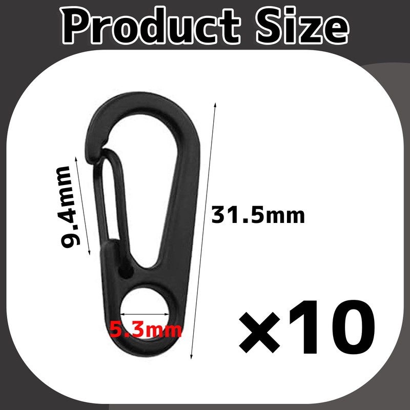 Cyiiifa Mini Carabiner, Small, Canavila, Black, Set of 10, Snap