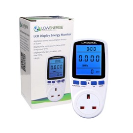LOWENERGIE UK Plug-in Power Meter Energy Monitor AC 240V 13A Max with backlit LCD Display for Power Consumption Cost Meter Watt Voltage Amp Calculator Analyzer (2 PACK)