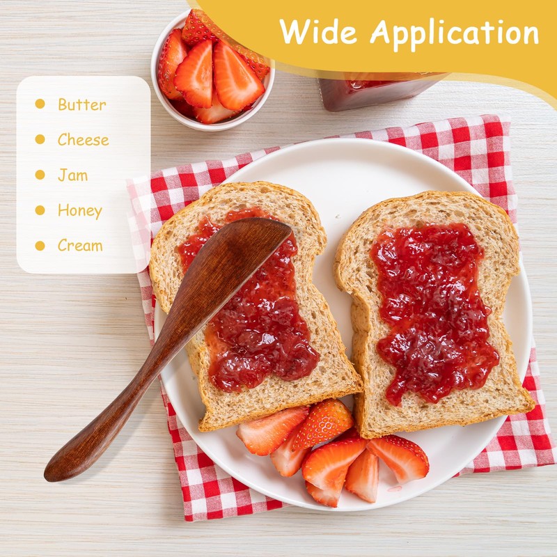 TIESOME 6Pcs 5.9 Inch Wooden Butter Knife, Jam Spreader, Natural