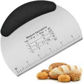 Dough Scraper, Pastry Scraper, Bench Scraper, Multi-Purpose Stainless Steel Griddle Scraper Chopper Dough Cutter with cm + Inches Measurement Scale