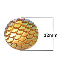 Unbranded 10 pcs. Orange AB Mermaid Fish Scales Dragon Cameo Domes Cabochons - 12mm