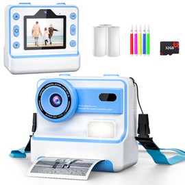 Kids Camera Instant Print for Girls Boys Age 3-12 Kids Toys, 1080P Kids Digital Cameras Christmas Birthday Gifts for 4 5 6 7 8 9 10 Year Old Girls, Toddler Camera Girls Toys with 32GB Card (Blue)
