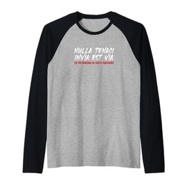 NULLA TENACI INVIA EST VIA Fierce Determined Resilient Raglan Baseball Tee