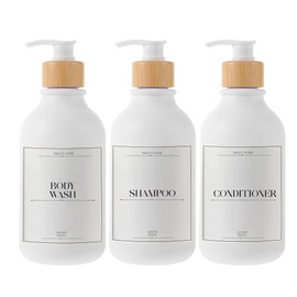 Kit de 3 Dispensadores de Jabon | 500 ML de Capacidad | Set de Juego de Baño para Manos | Botellas Dispensadoras de Shampoo (Blanco)