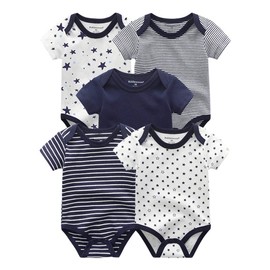 Kiddiezoom - Juego de ropa unisex para bebé recién nacido, 19 piezas, Conjunto de rayas azules oscuras y pequeñas estrellas y estampado, 9-12 meses